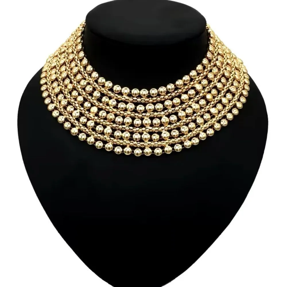 Zara Bold Multilayered Gold Chocker Necklace - Picture 3 of 14